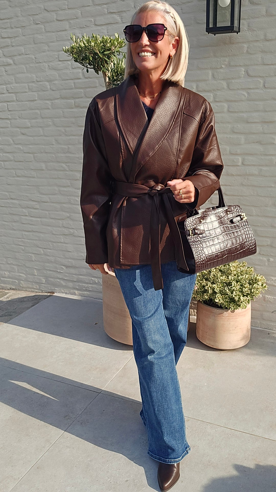 EMI wrap coat chocolat