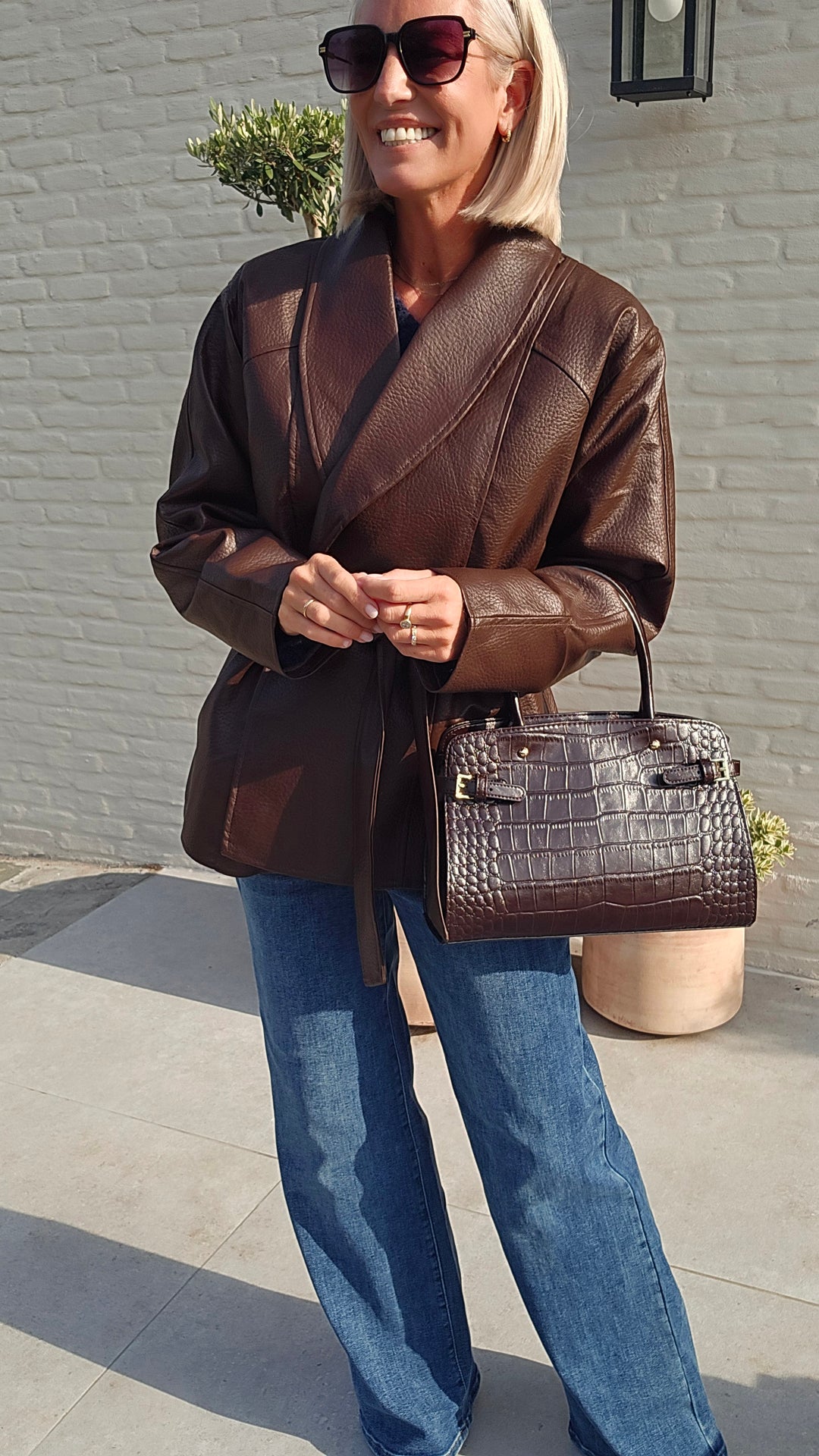 EMI wrap coat chocolat