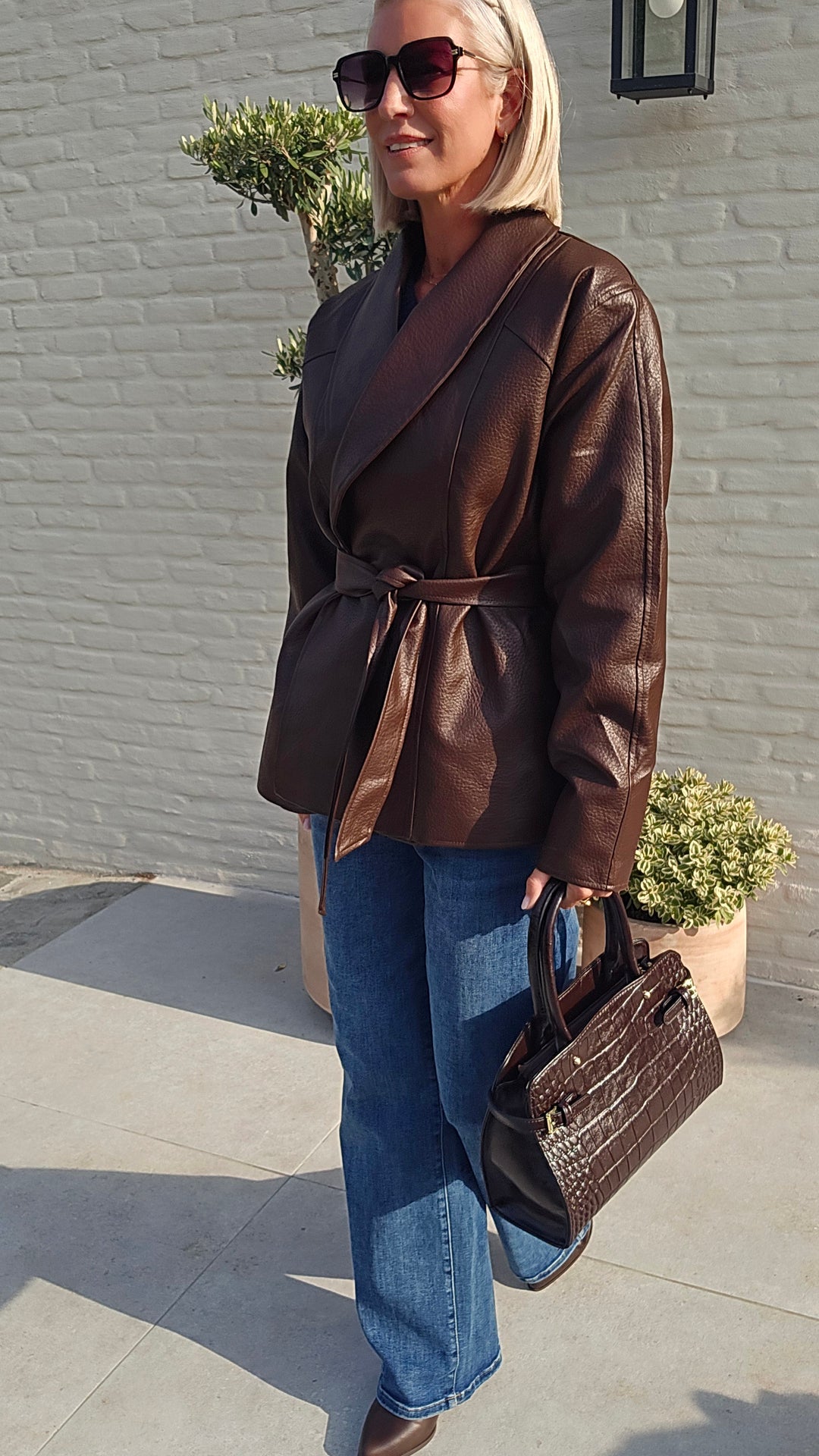 EMI wrap coat chocolat