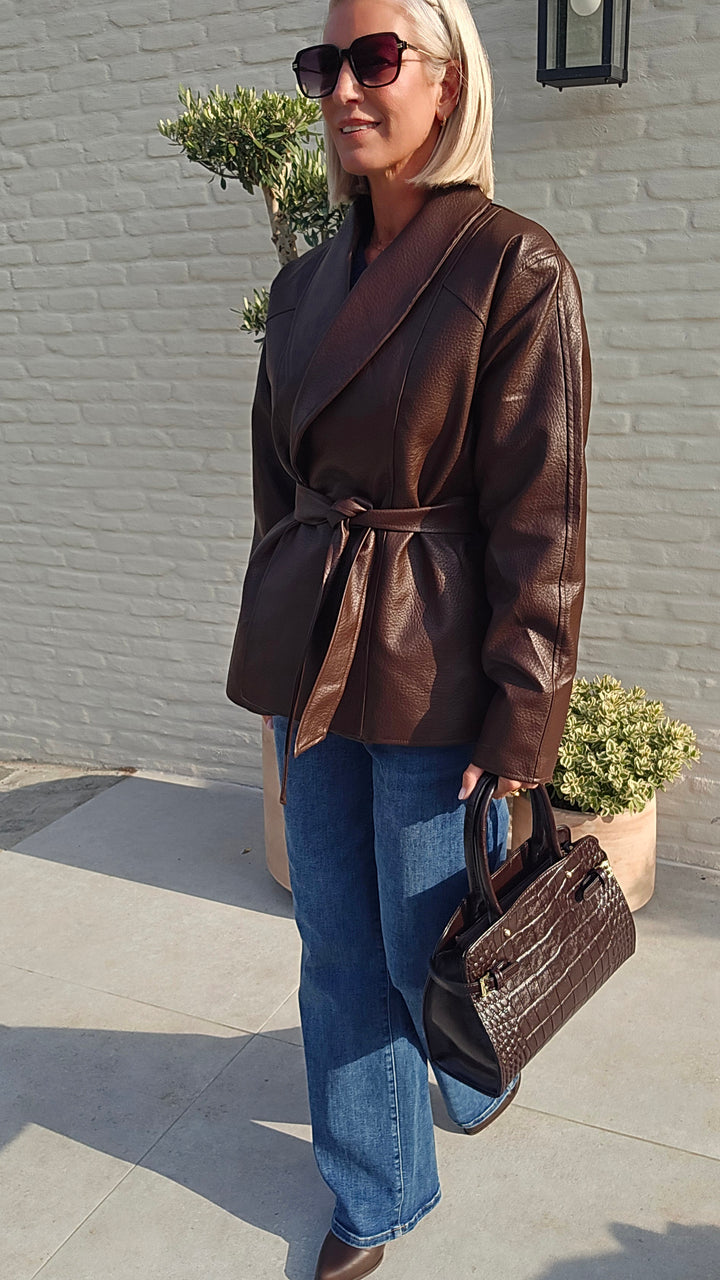 EMI wrap coat chocolat