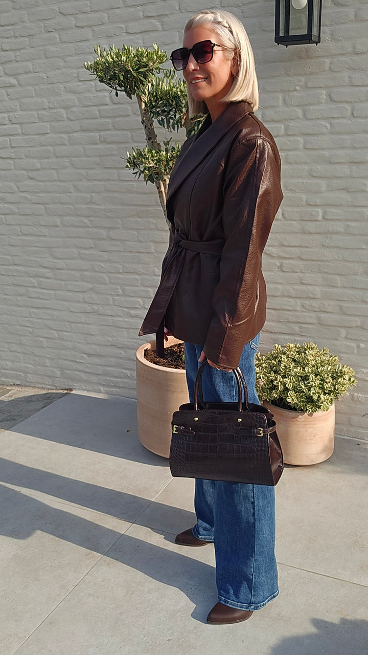 EMI wrap coat chocolat