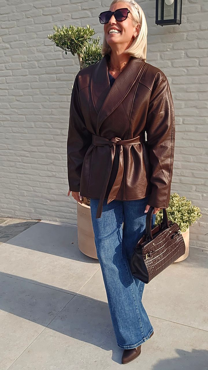 EMI wrap coat chocolat