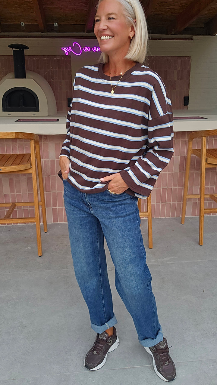 MILA striped longsleeve chocolat