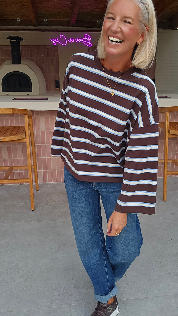 MILA striped longsleeve chocolat