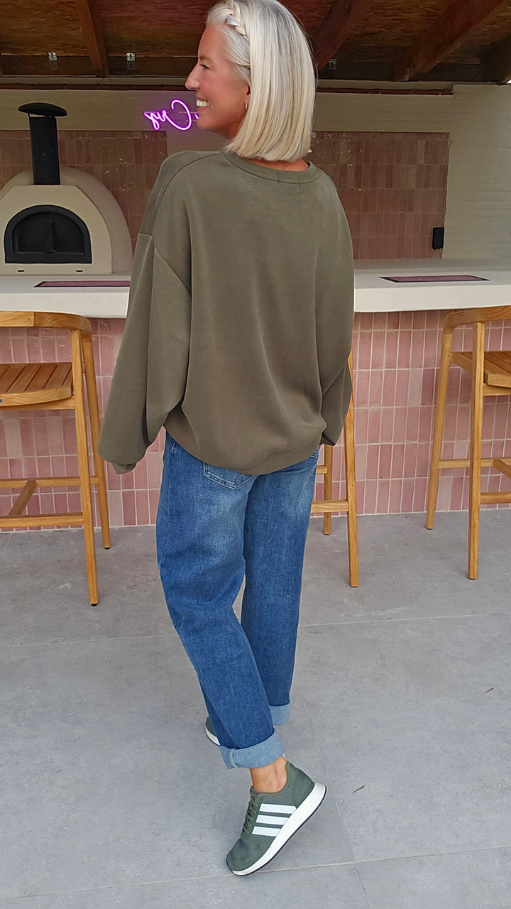 BISOUS oversized sweatshirt khaki