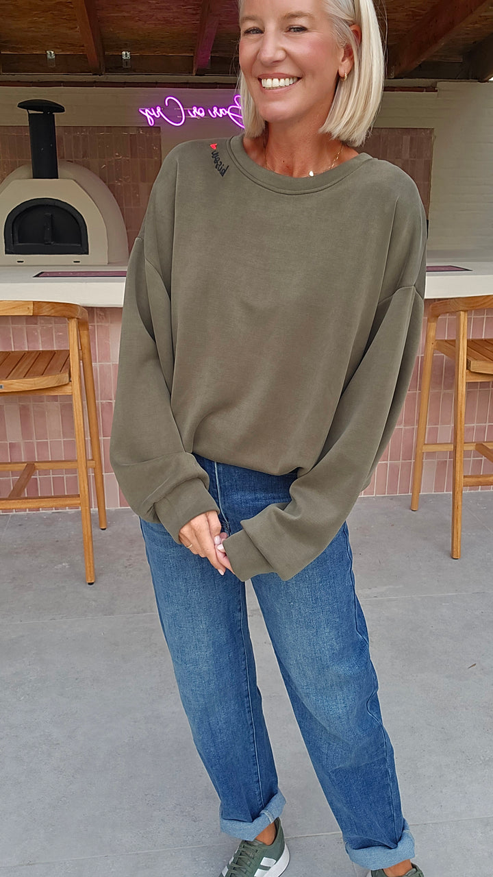 BISOUS oversized sweatshirt khaki