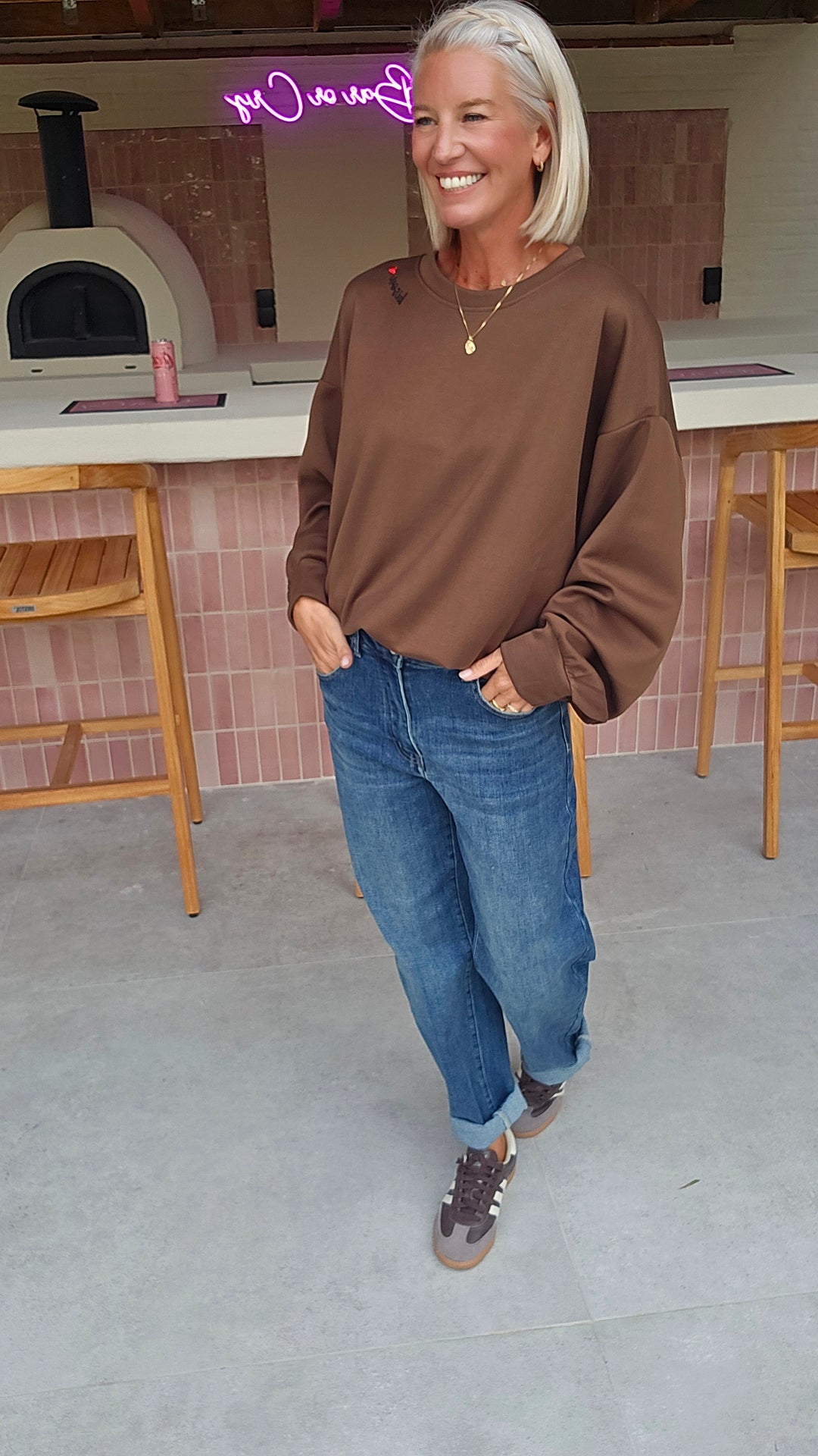 BISOUS oversized sweatshirt chocolat