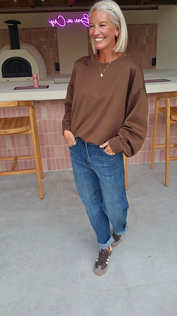 BISOUS oversized sweatshirt chocolat