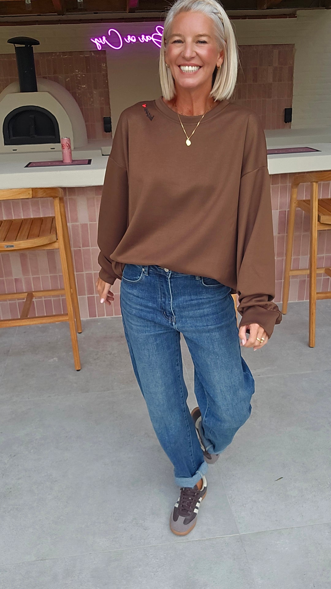 BISOUS oversized sweatshirt chocolat