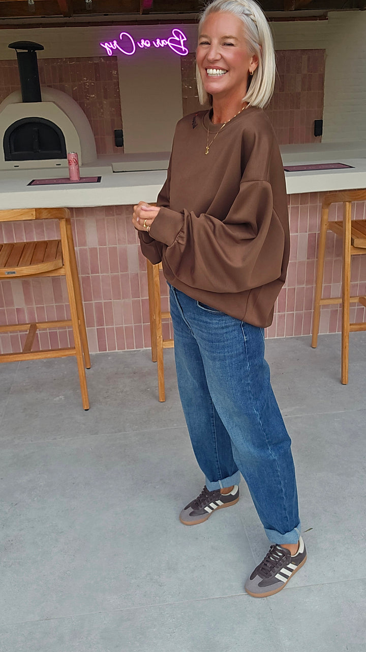BISOUS oversized sweatshirt chocolat
