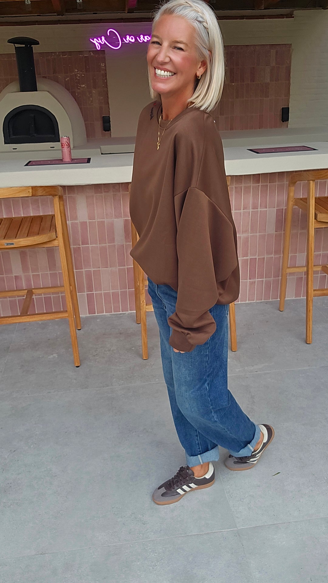 BISOUS oversized sweatshirt chocolat