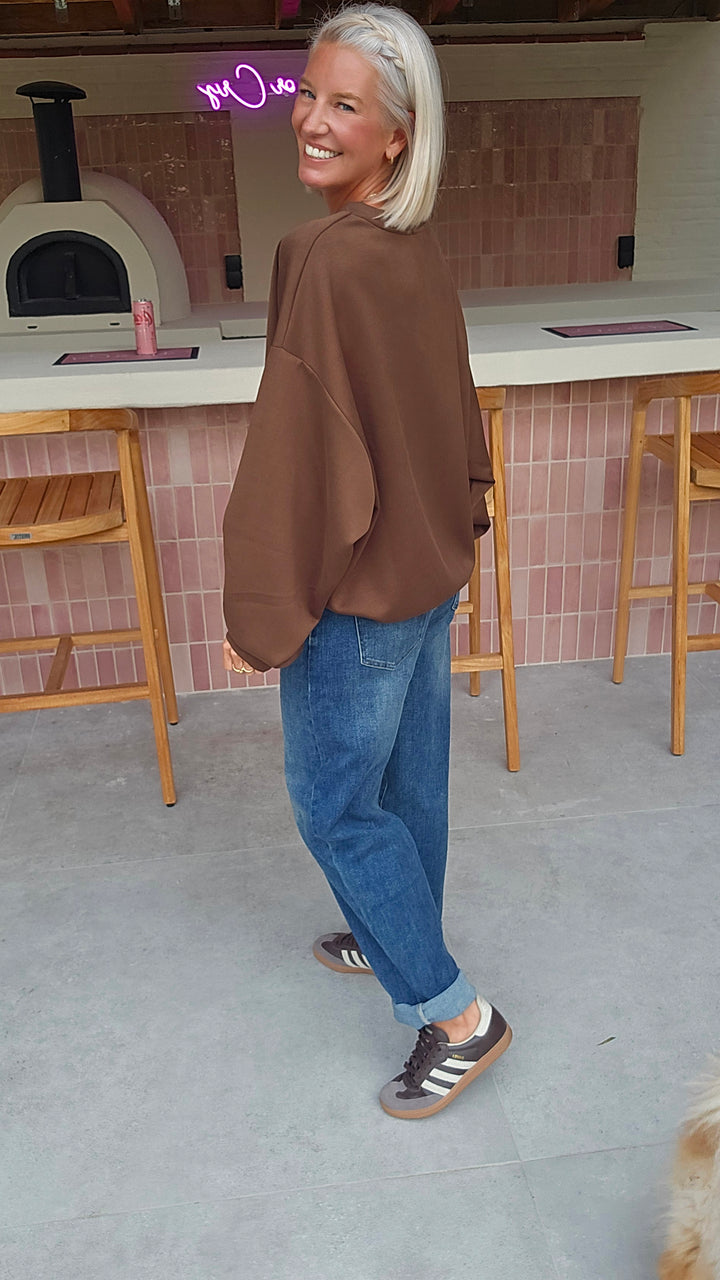 BISOUS oversized sweatshirt chocolat