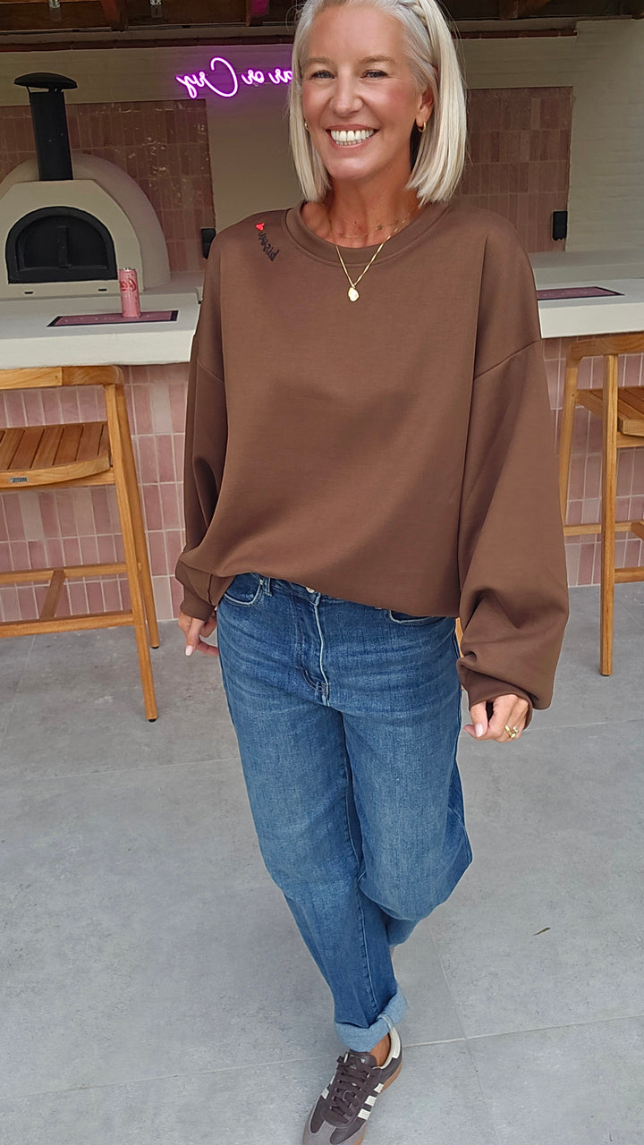 BISOUS oversized sweatshirt chocolat