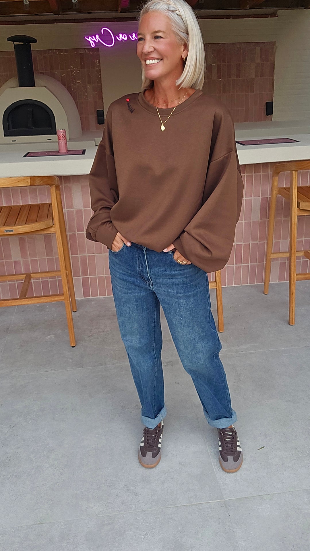 BISOUS oversized sweatshirt chocolat