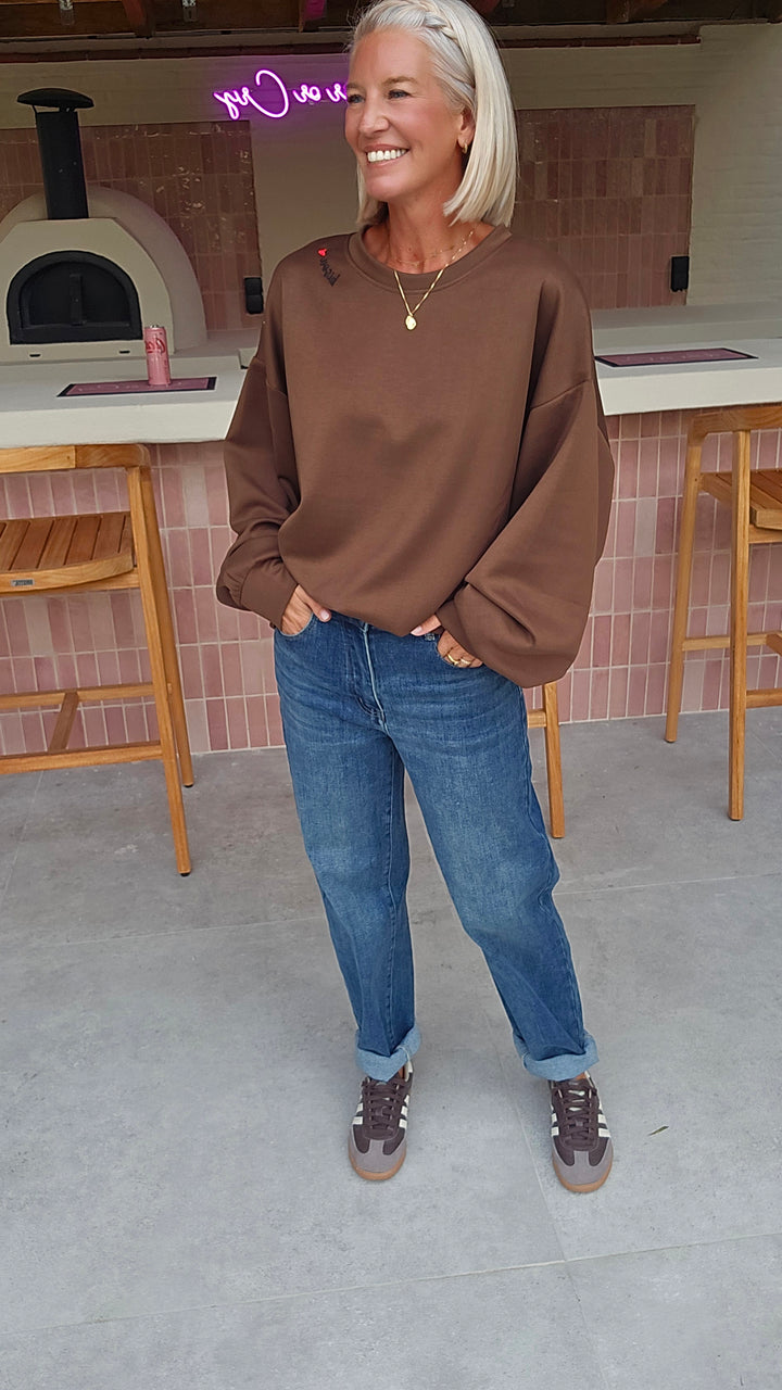 BISOUS oversized sweatshirt chocolat