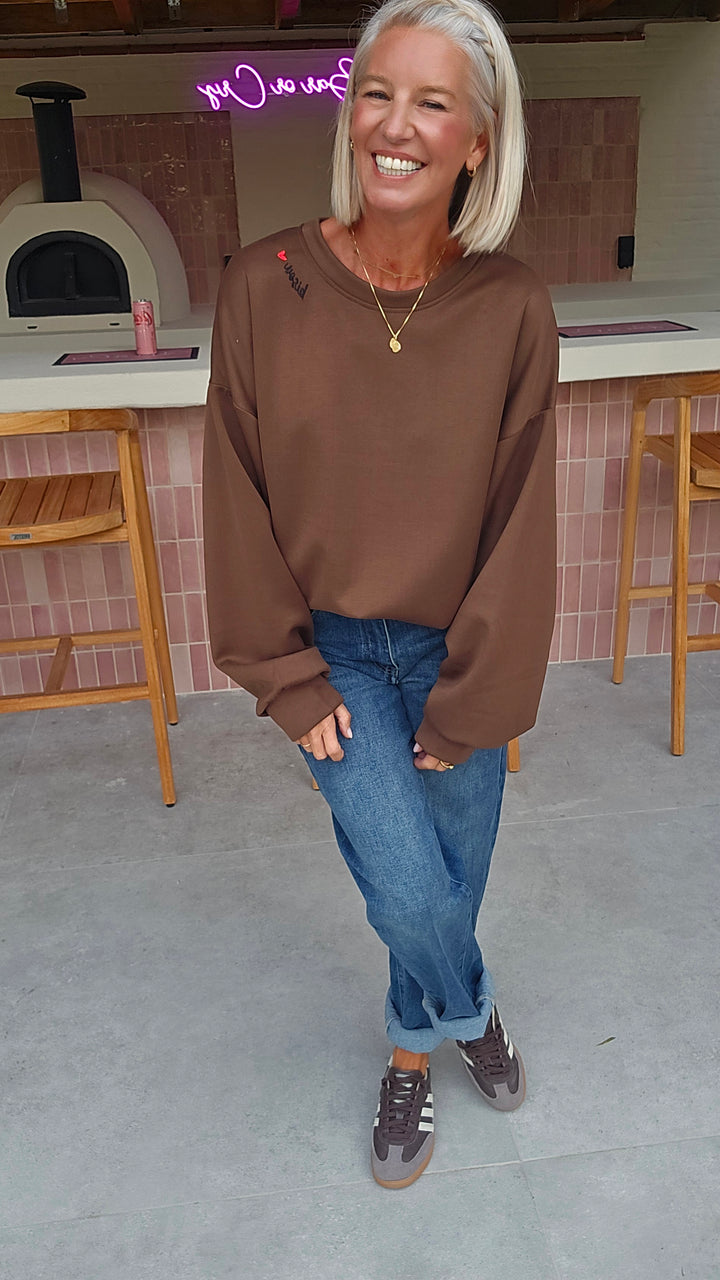 BISOUS oversized sweatshirt chocolat