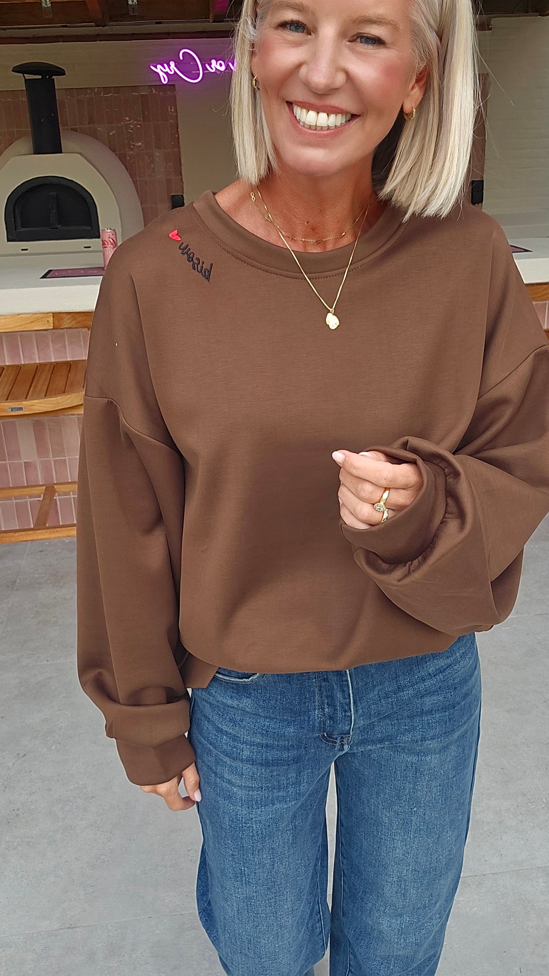 BISOUS oversized sweatshirt chocolat