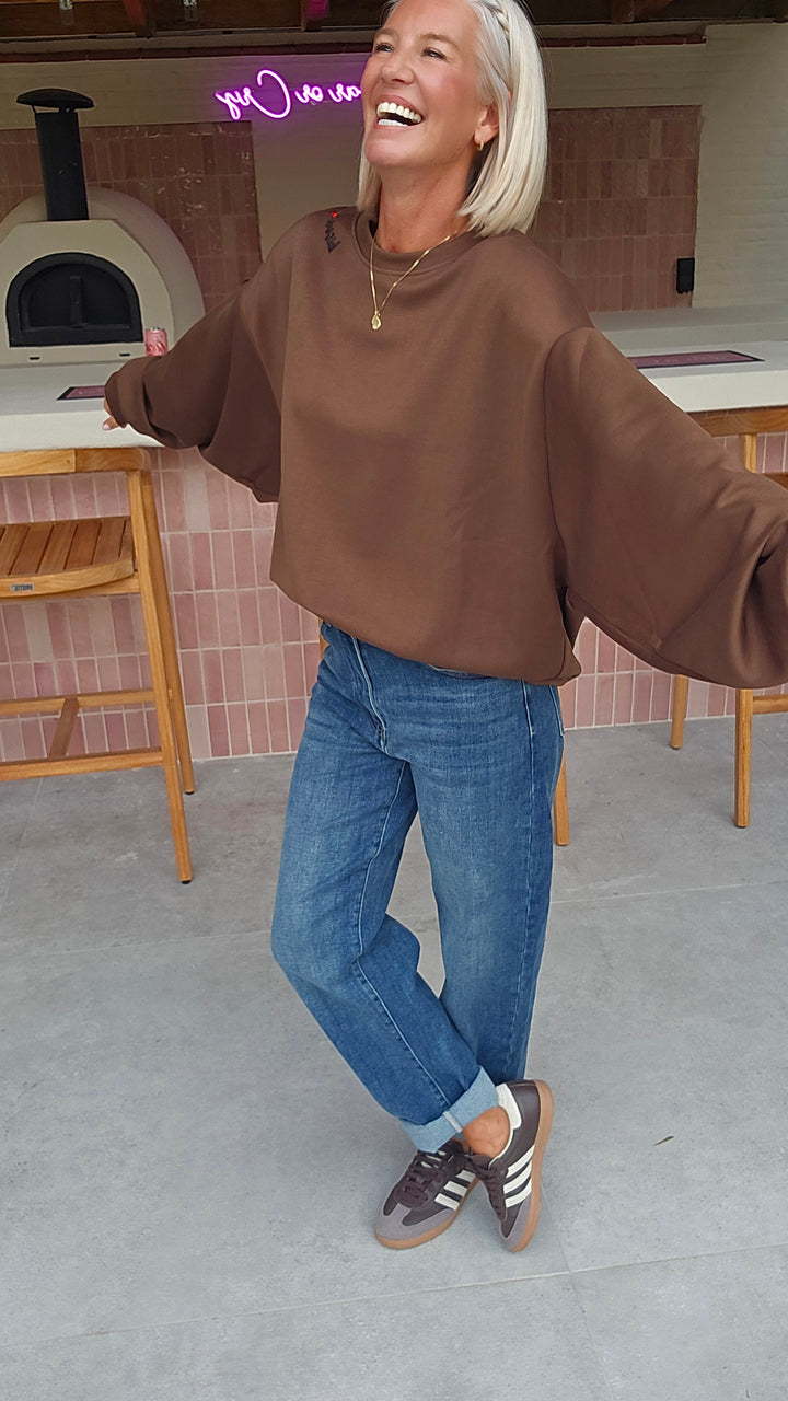 BISOUS oversized sweatshirt chocolat