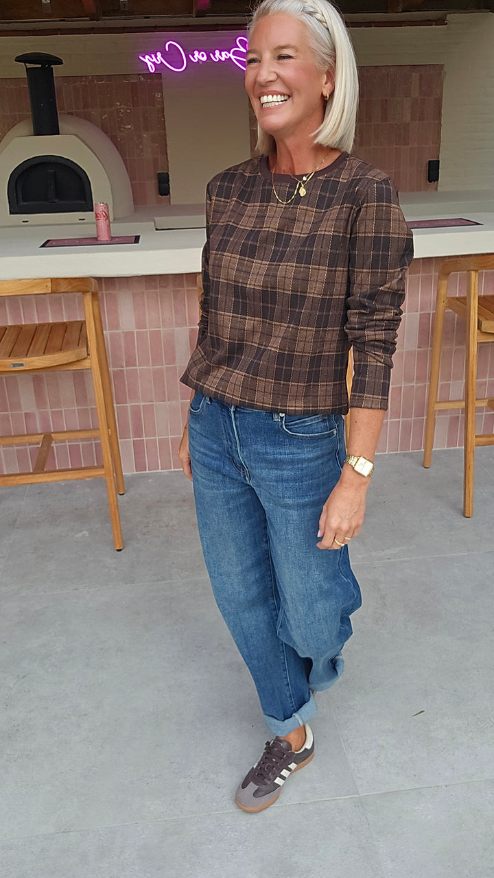 DAPHNE checked longsleeve chocolat