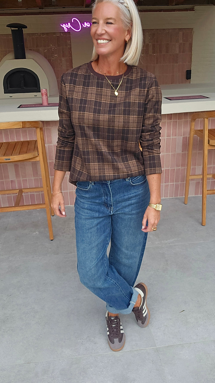 DAPHNE checked longsleeve chocolat