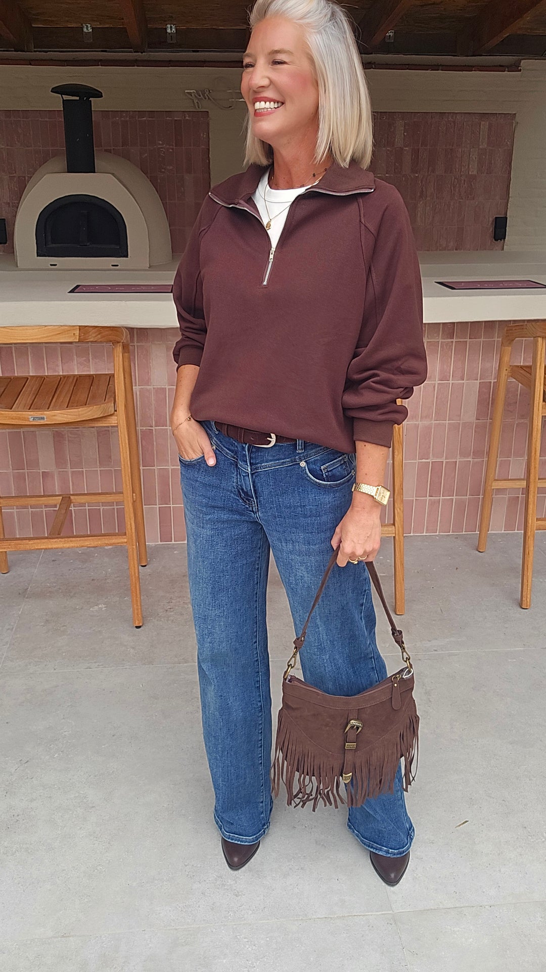 CLOË zip sweatshirt chocolat