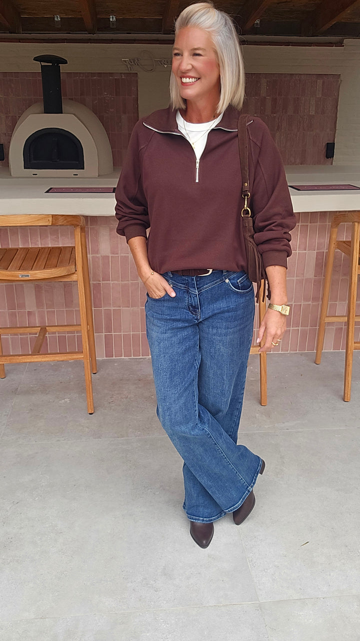 CLOË zip sweatshirt chocolat