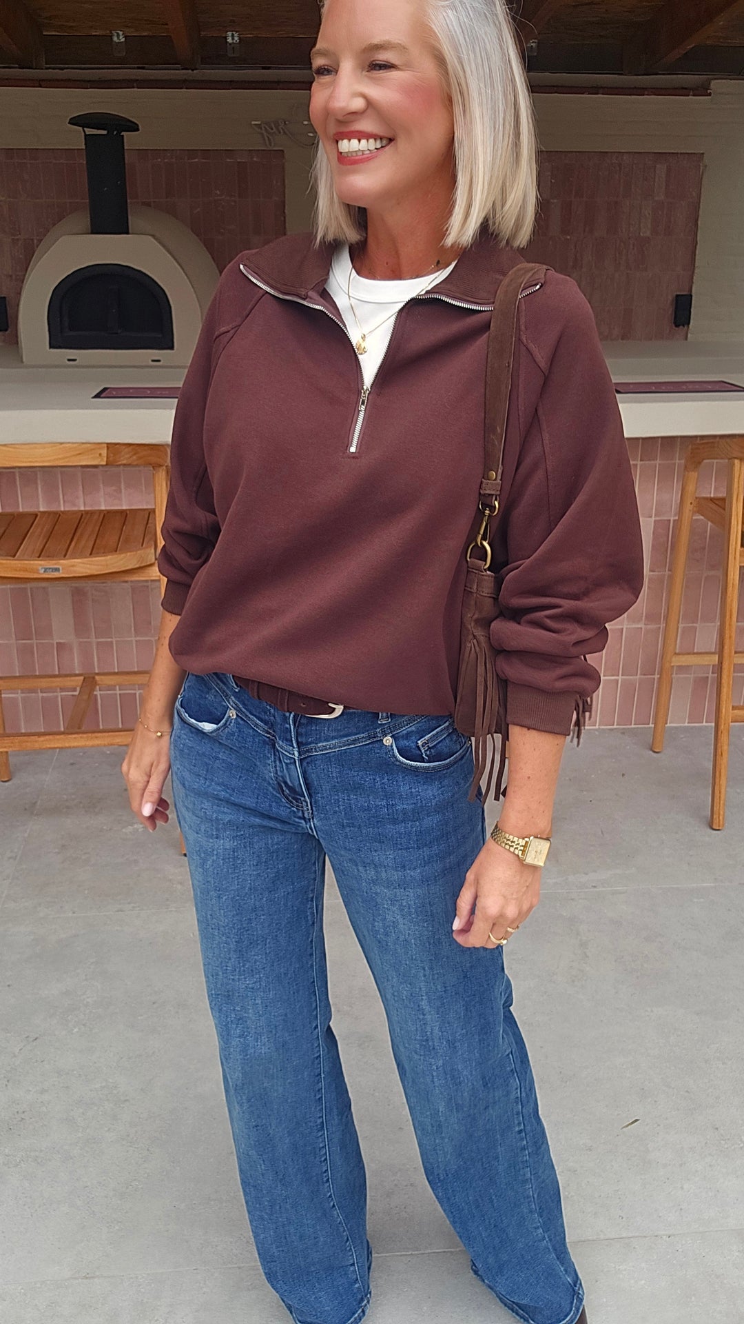 CLOË zip sweatshirt chocolat