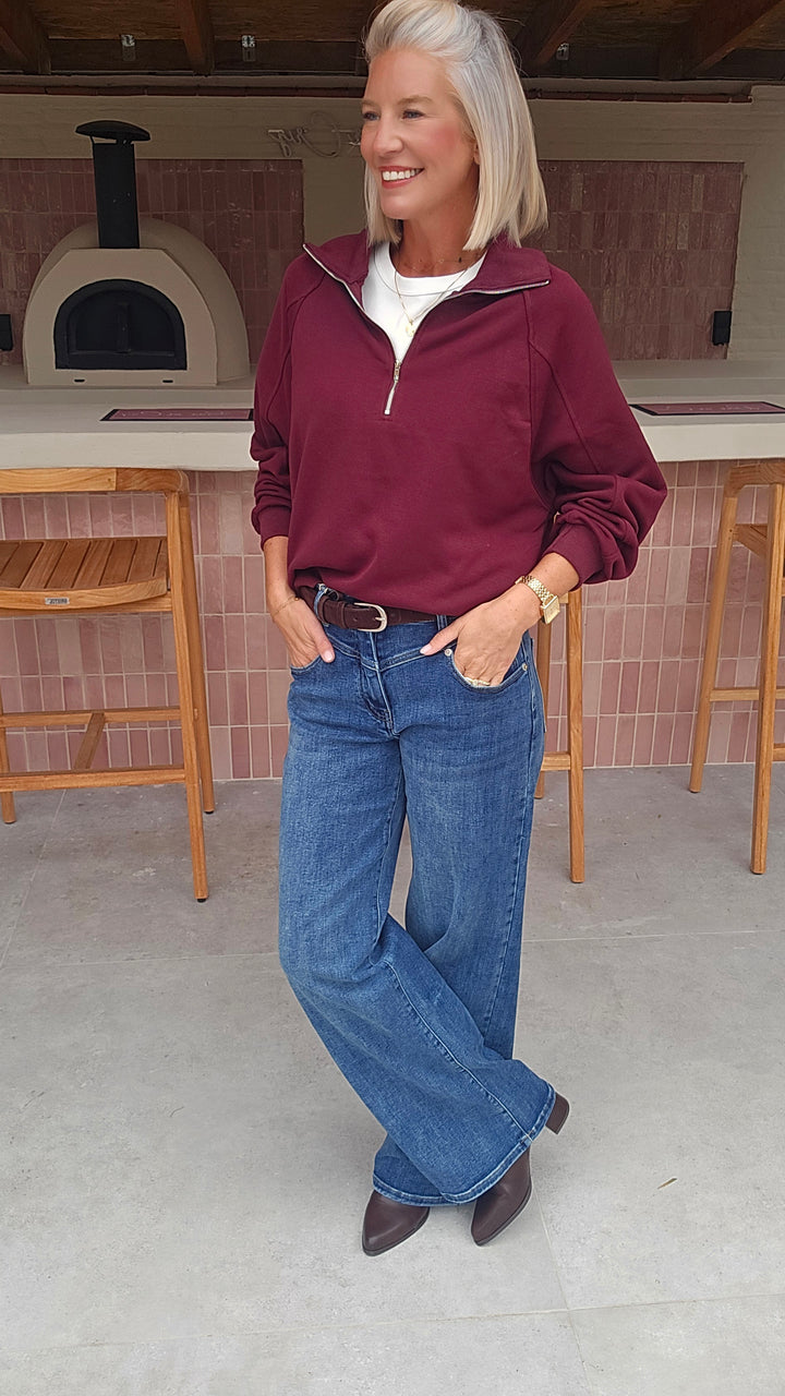 CLOË zip sweatshirt plum