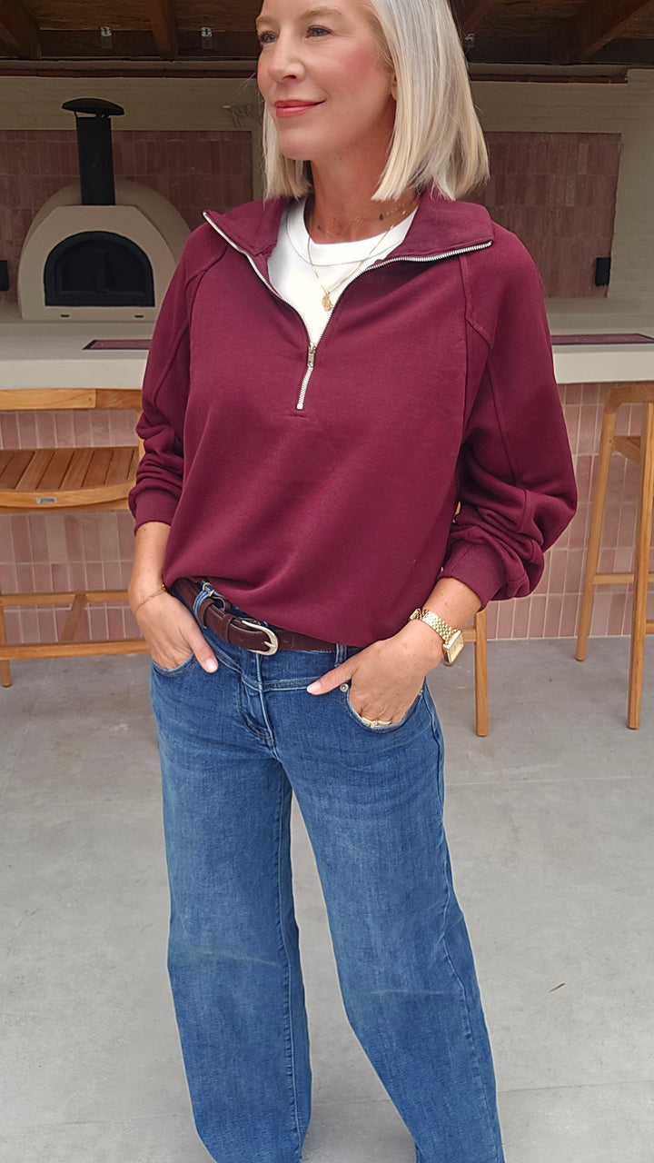 CLOË zip sweatshirt plum