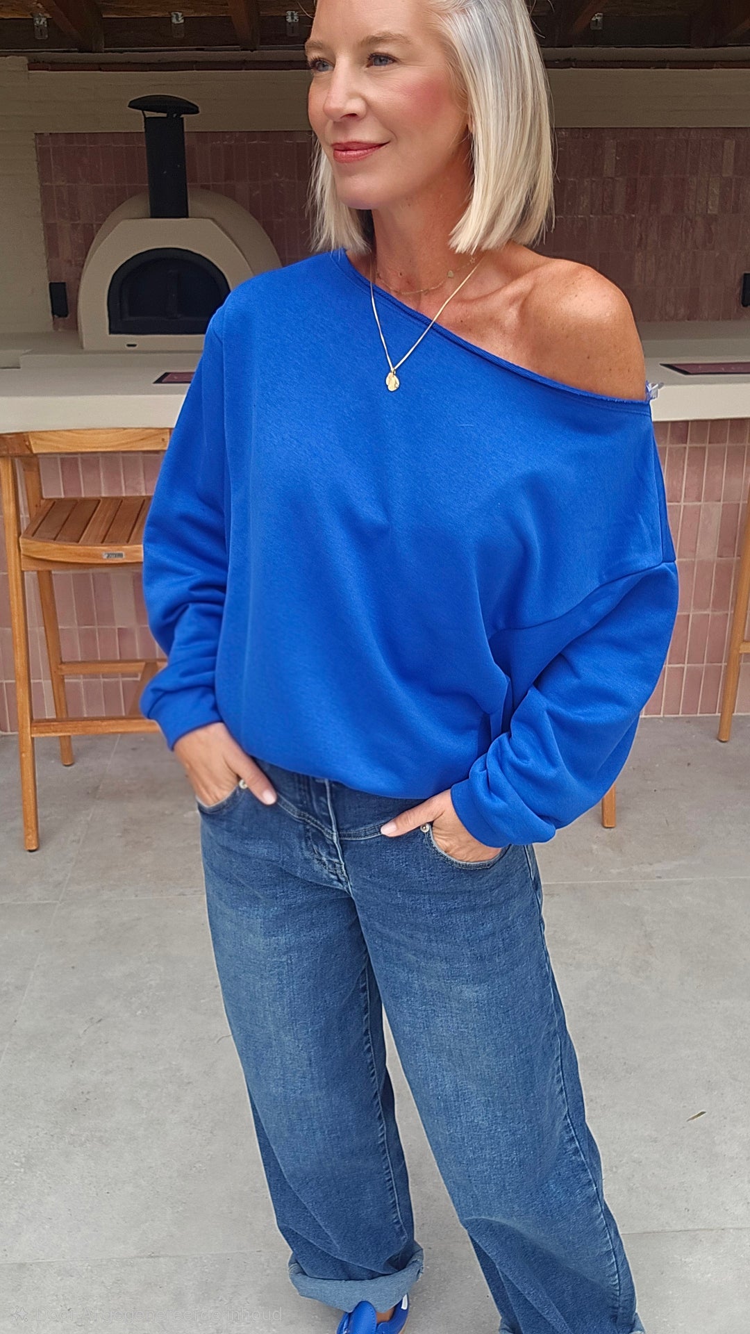 DONNA off-shoulder sweatshirts royal blue