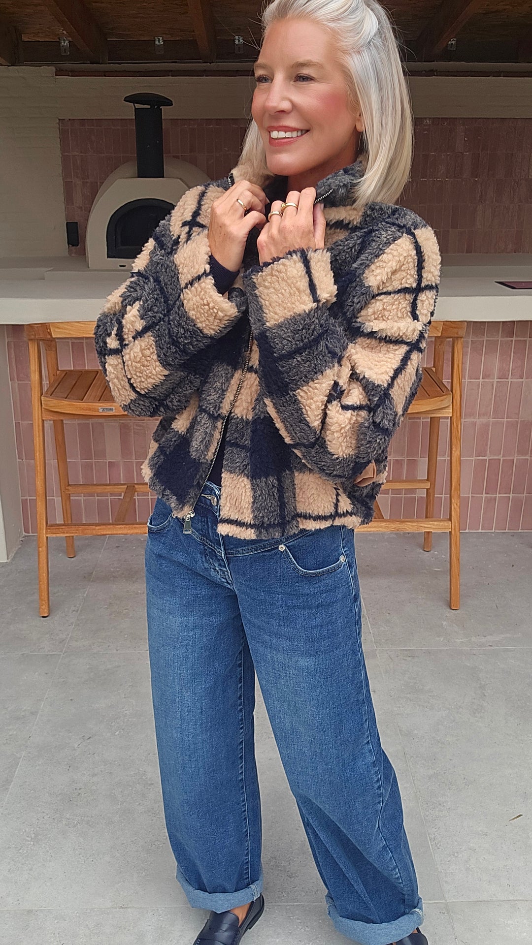 AMBER teddy jacket navy