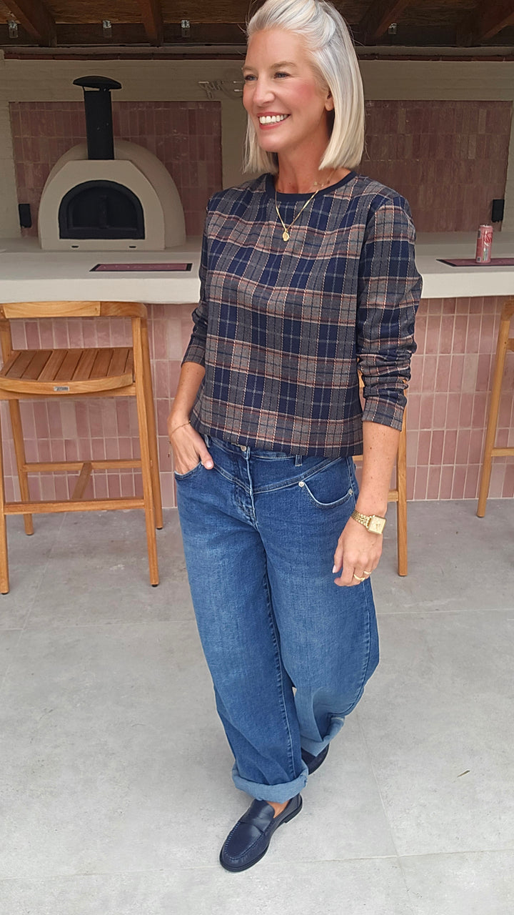 DAPHNE checked longsleeve navy