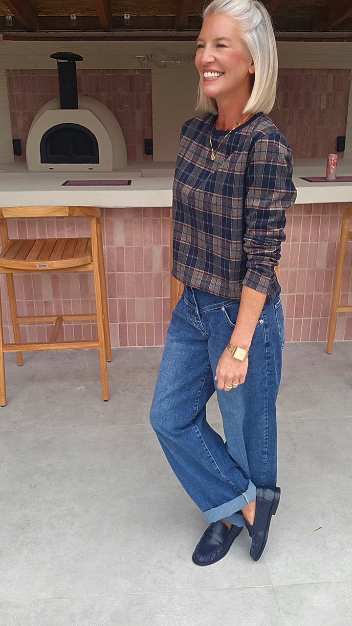 DAPHNE checked longsleeve navy