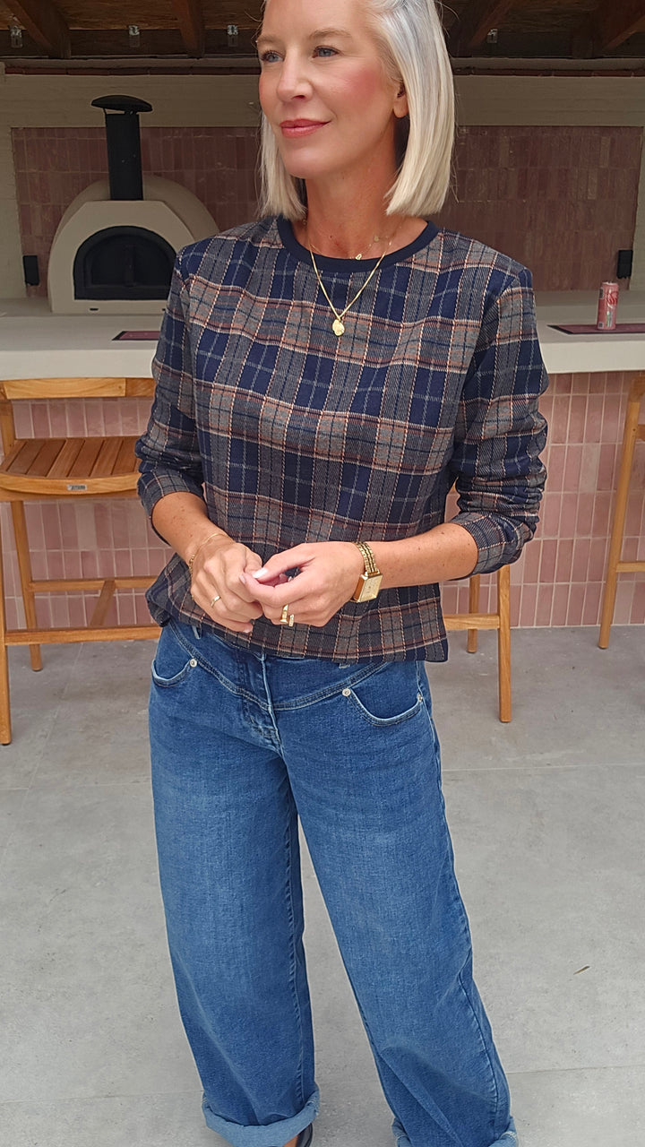DAPHNE checked longsleeve navy
