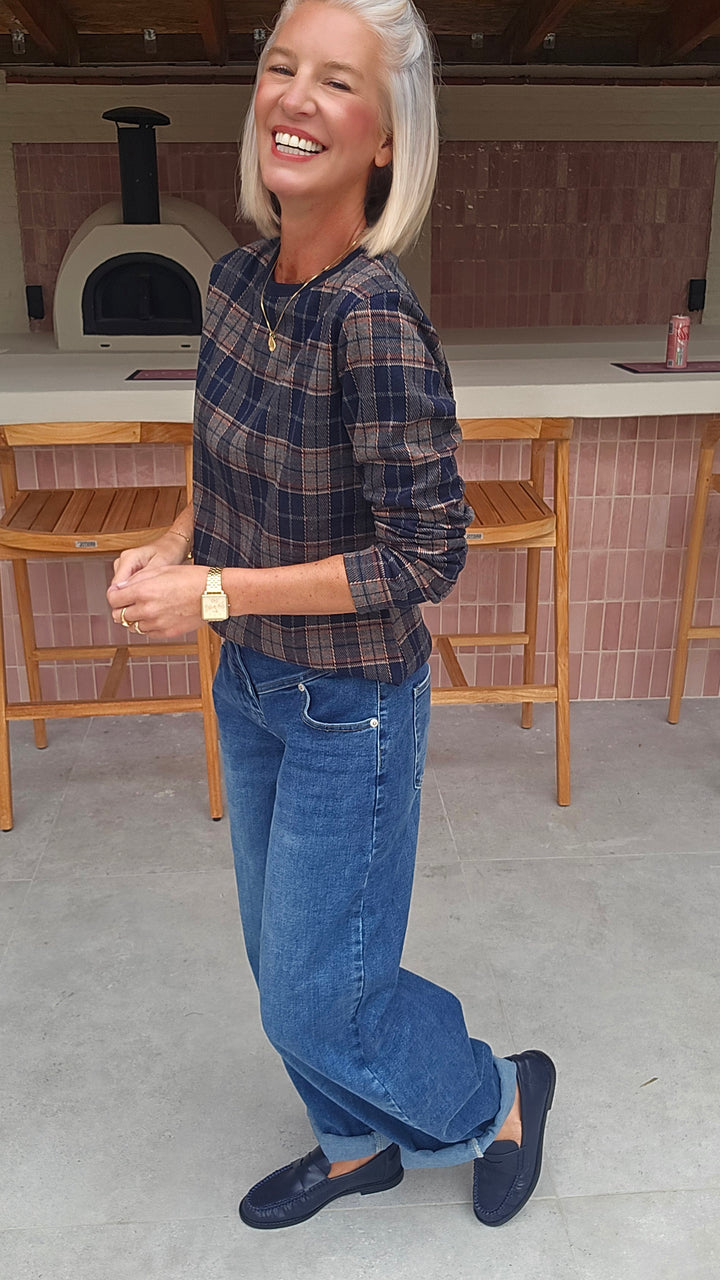 DAPHNE checked longsleeve navy