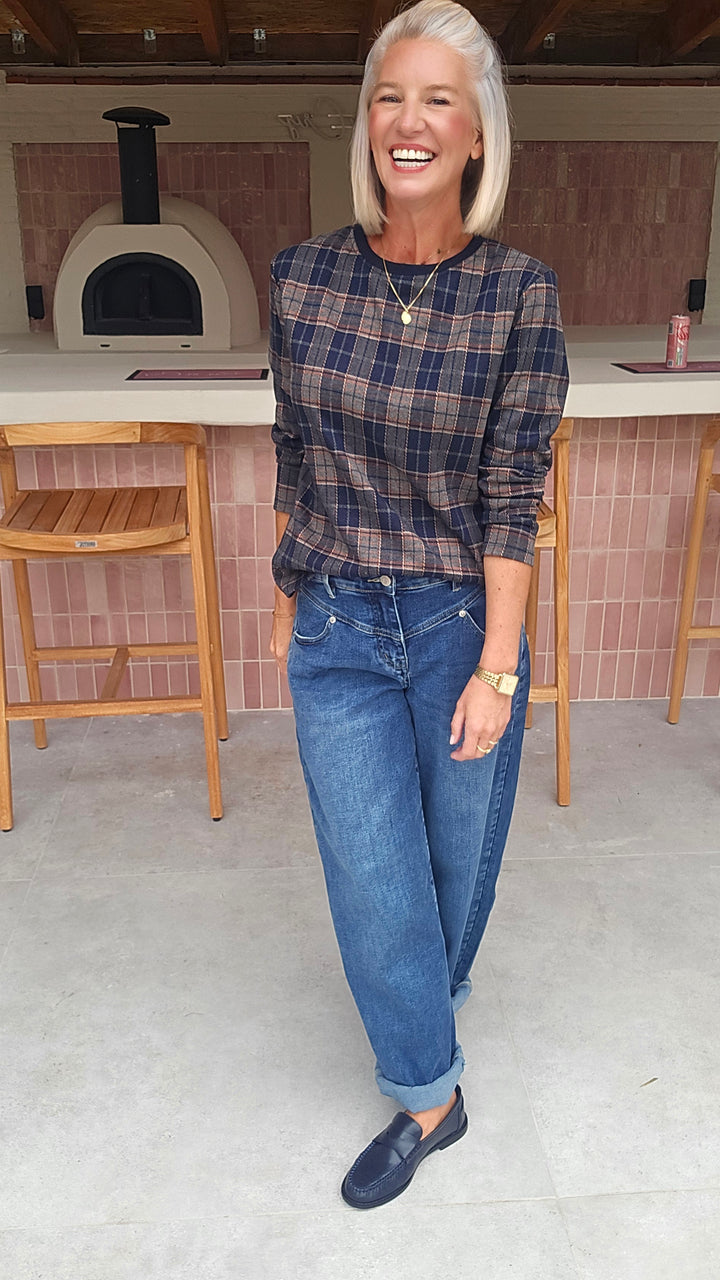 DAPHNE checked longsleeve navy