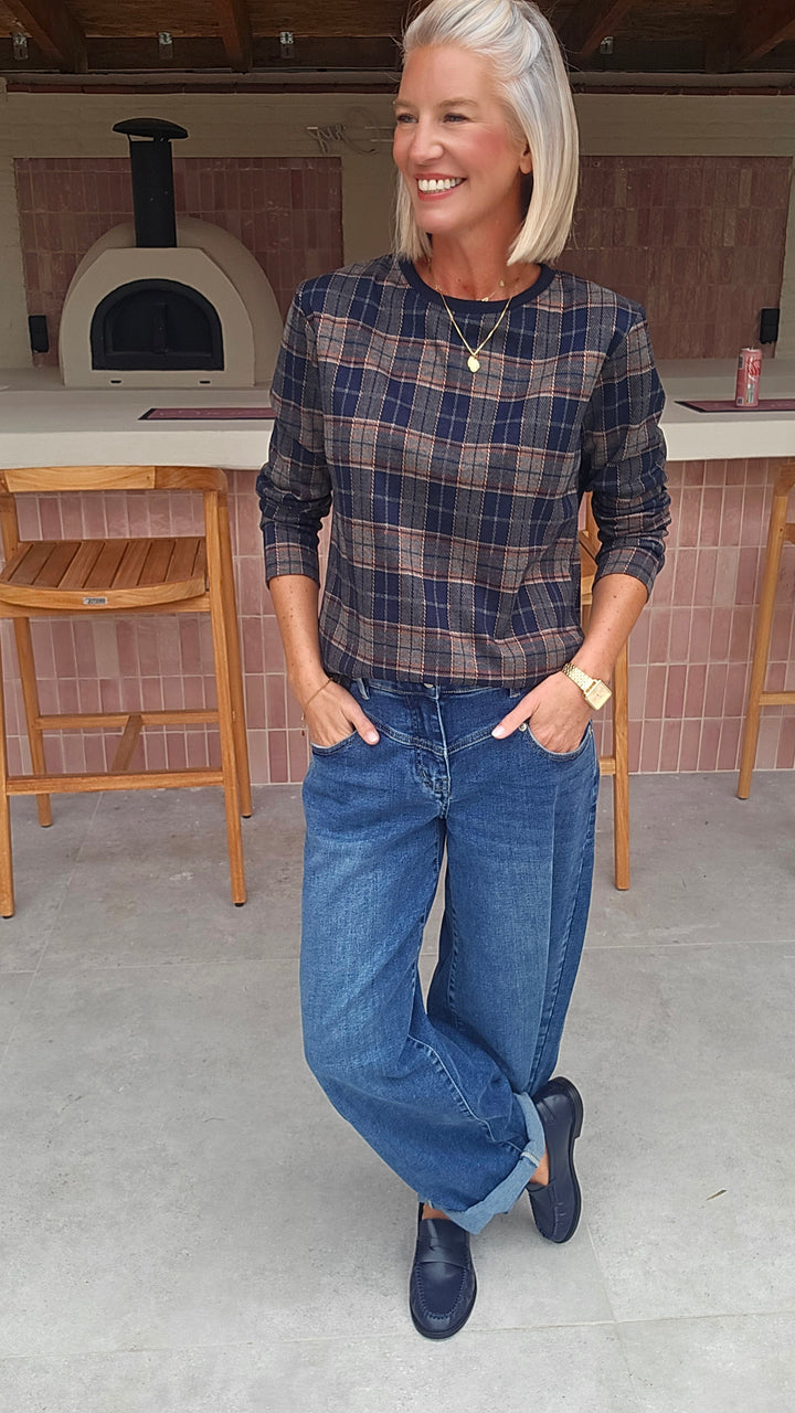 DAPHNE checked longsleeve navy