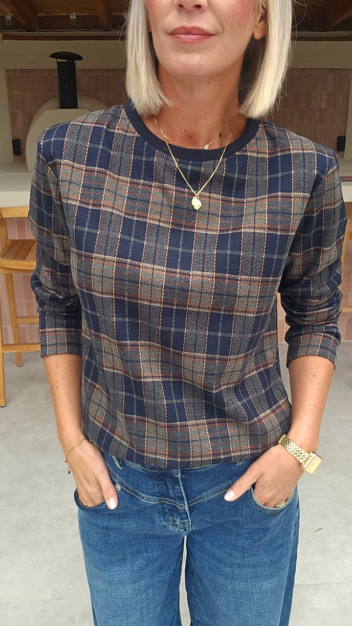 DAPHNE checked longsleeve navy