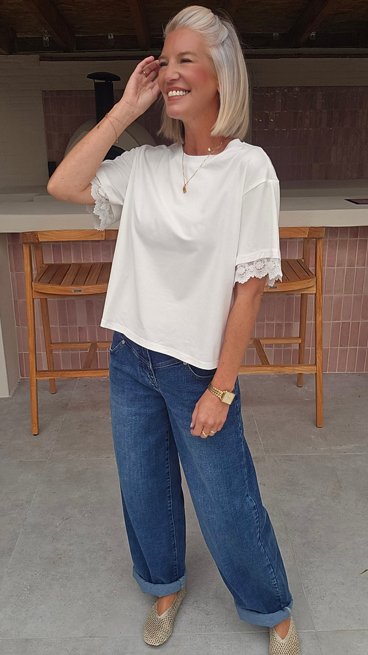 DEWI lace tee white