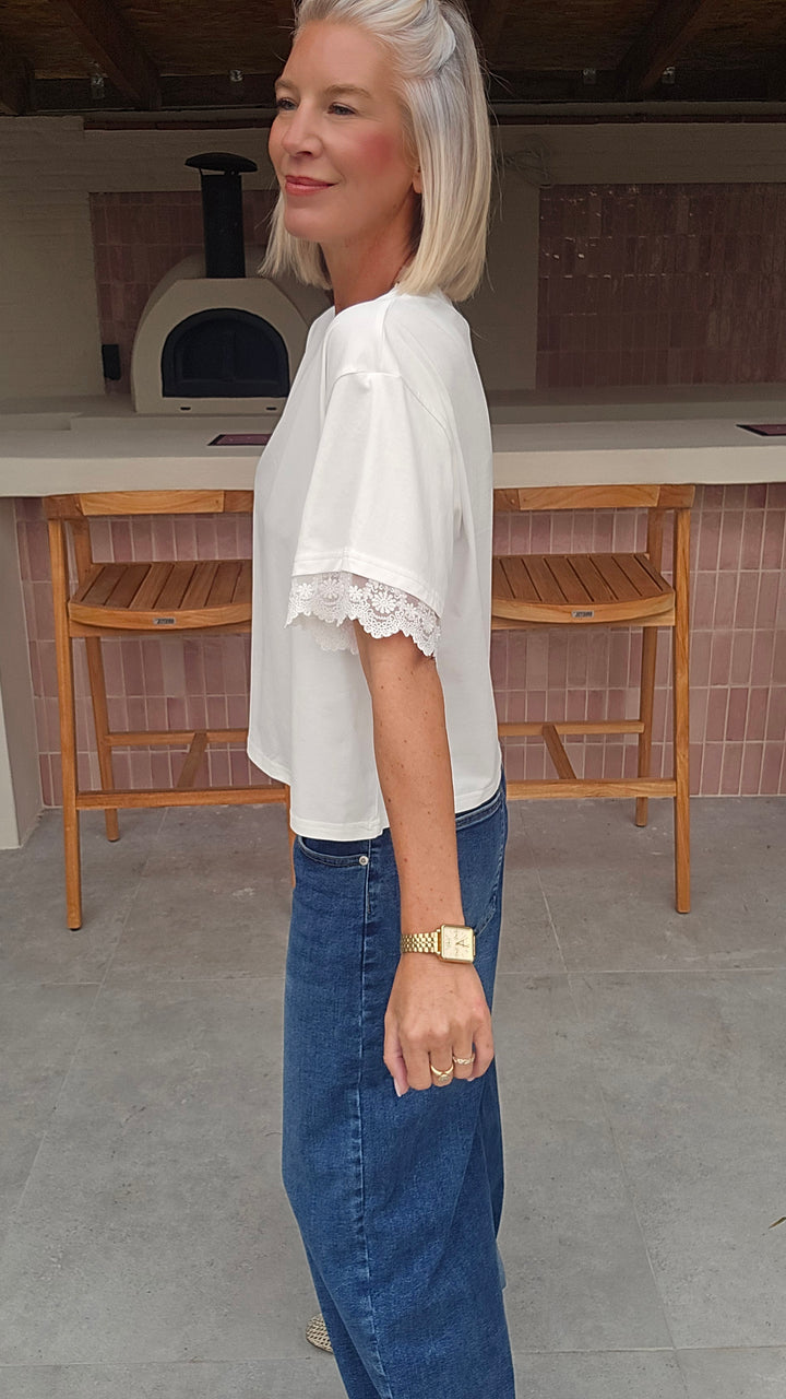 DEWI lace tee white