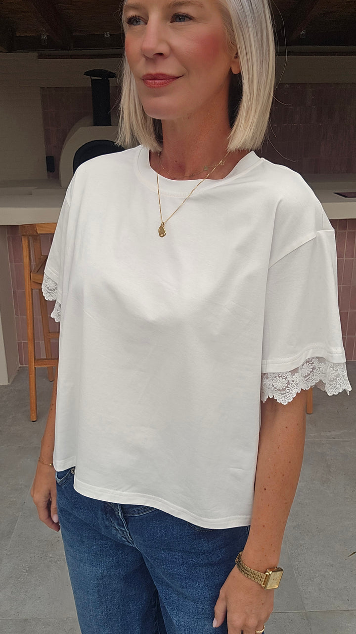 DEWI lace tee white