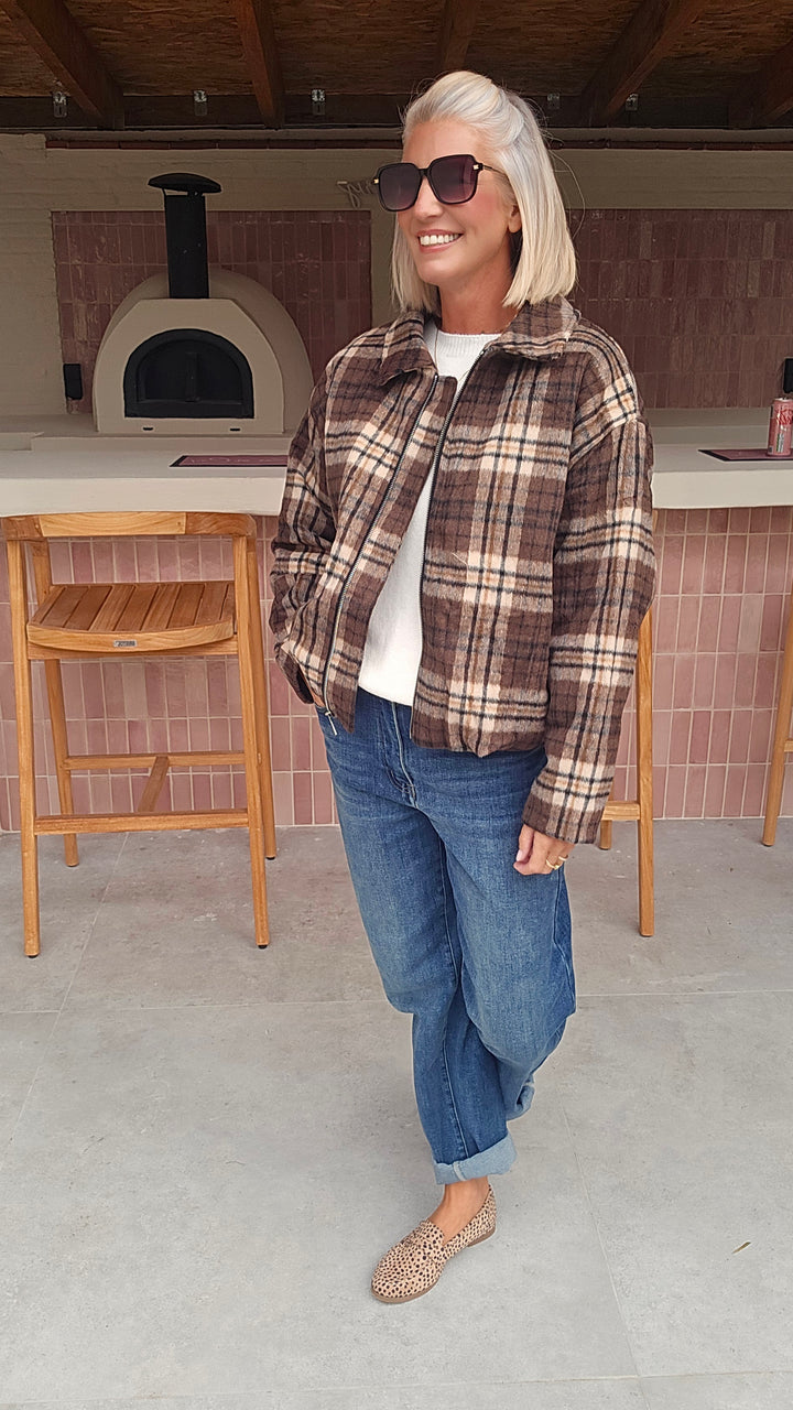 FANNY check jacket brown