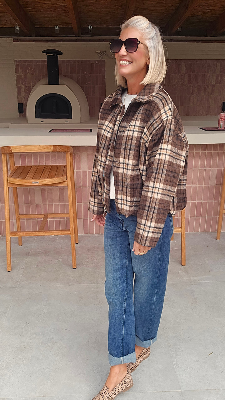 FANNY check jacket brown