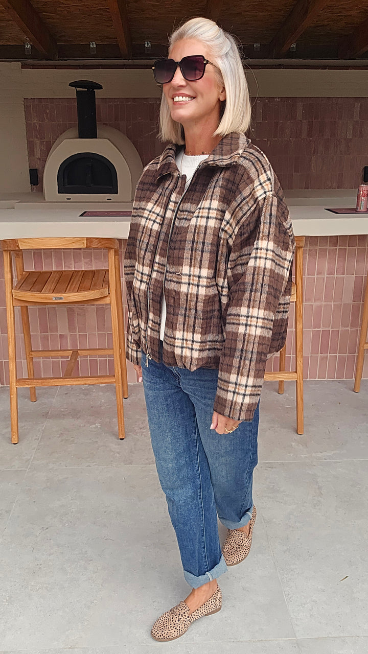 FANNY check jacket brown