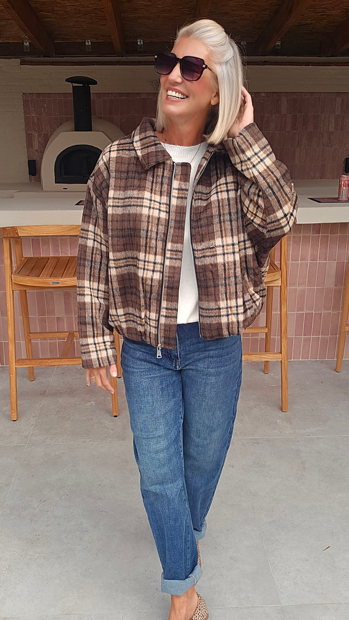 FANNY check jacket brown