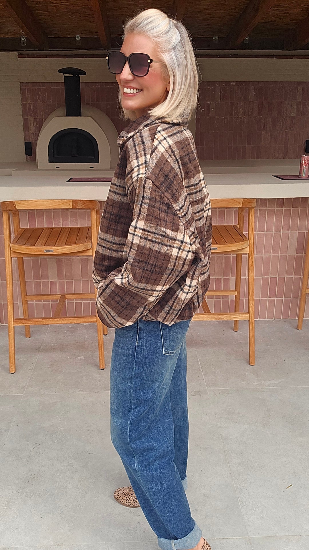 FANNY check jacket brown