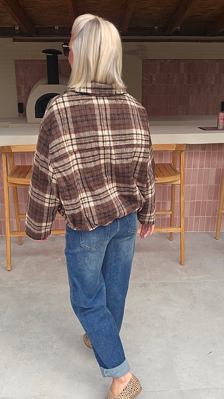 FANNY check jacket brown
