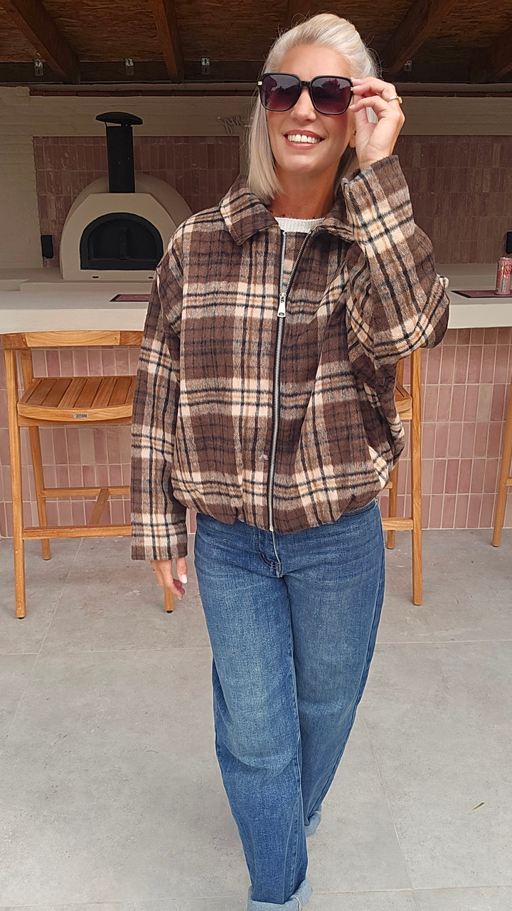 FANNY check jacket brown