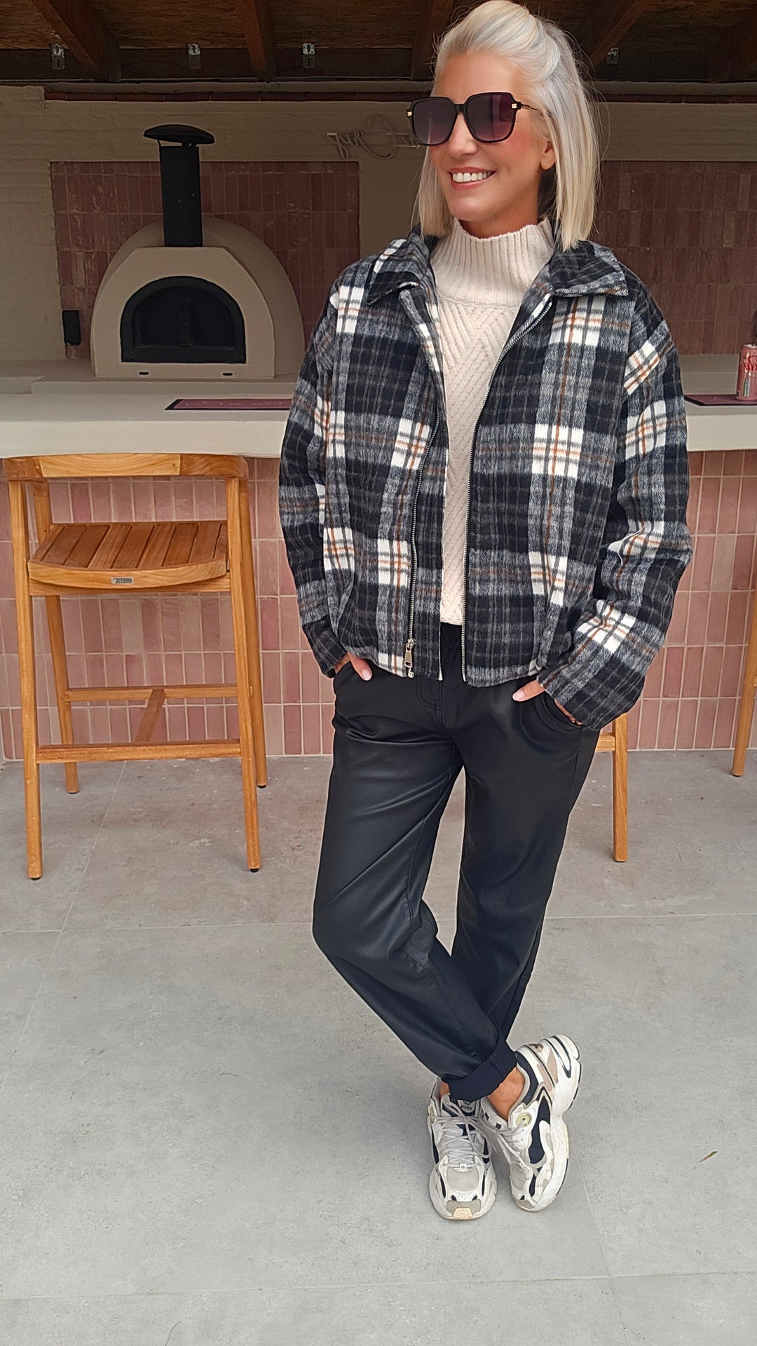 FANNY check jacket black