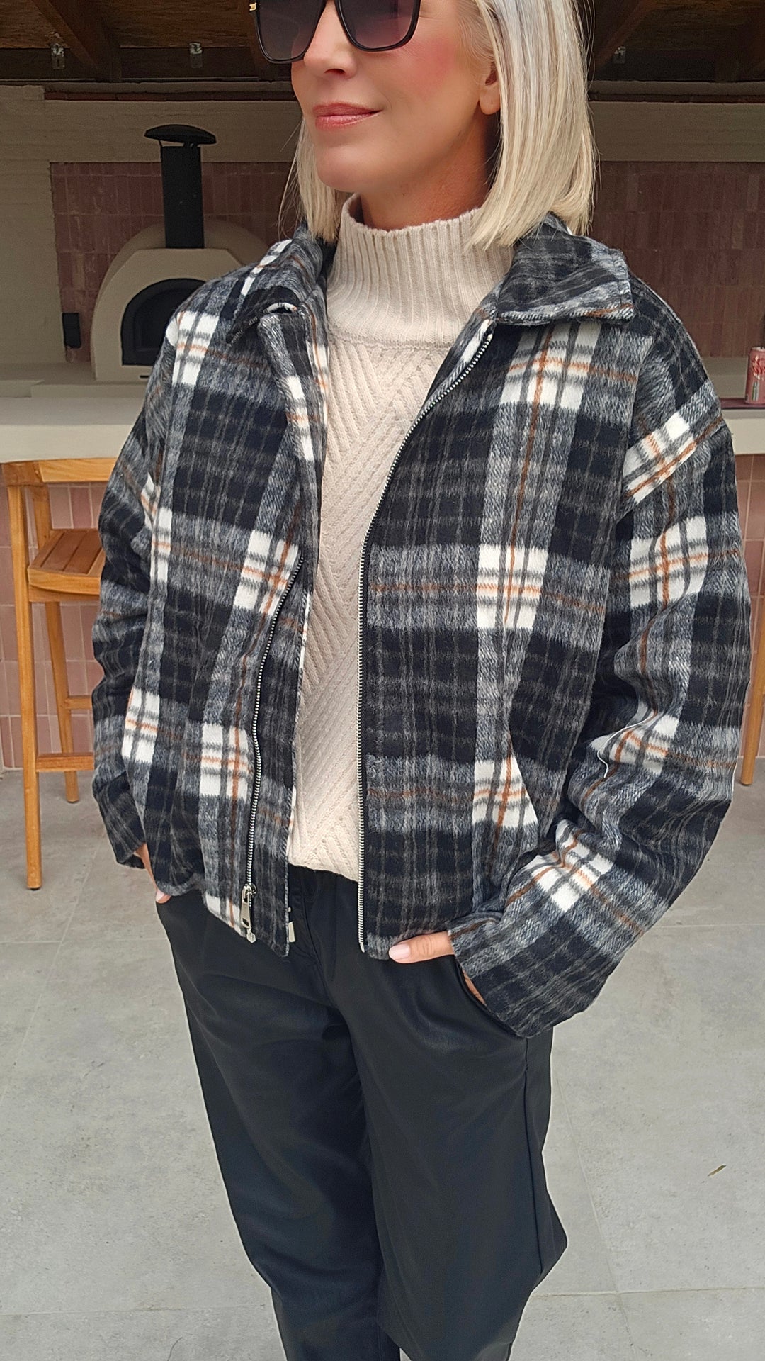 FANNY check jacket black